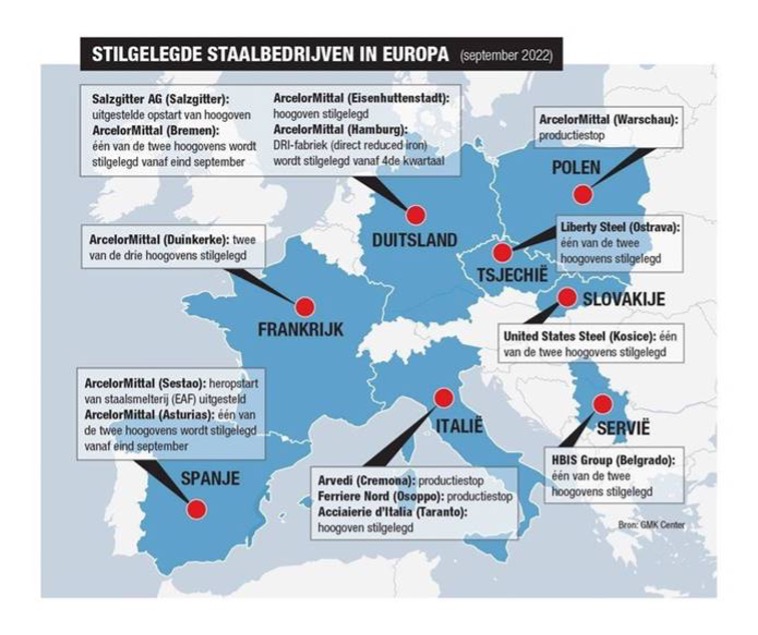 Schließung mehrerer Stahlwerke in Europa